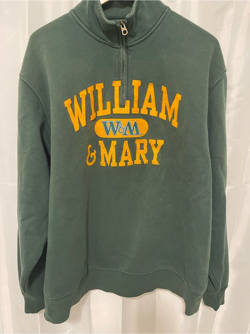 William & Mary College Jansport XL Quarter Zip Sweater Green Yellow